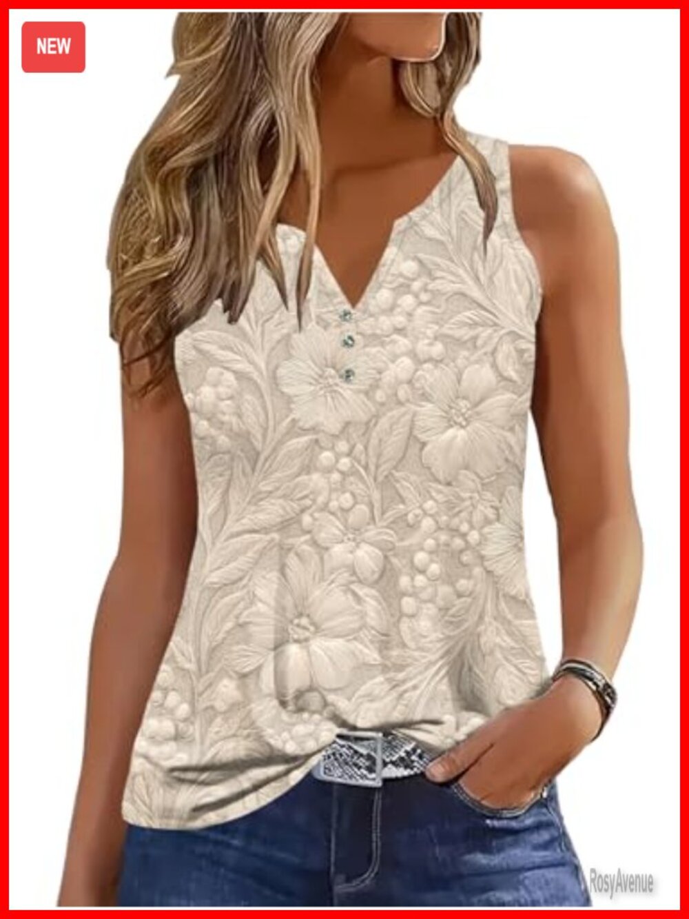 Women's Sleeveless V-Neck Loose Fit Tank Top Summer Casual Blouse